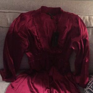 Check silk vneck dress with tags!